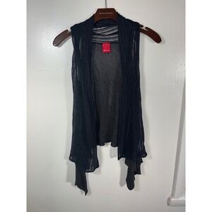 Vintage Stripe Vest‎ Medium Black Emo Goth 2010s Asymmetrical Bella Swan Myspace
